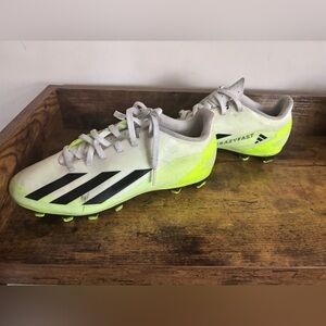 Adidas Crazyfast Cleats in White and Neon Green